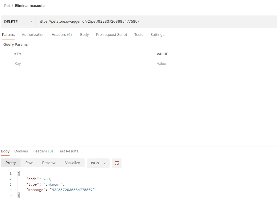 Request DELETE en Postman